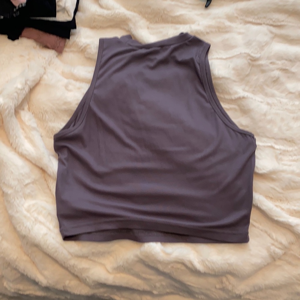 Purple muscle sleeve crop top